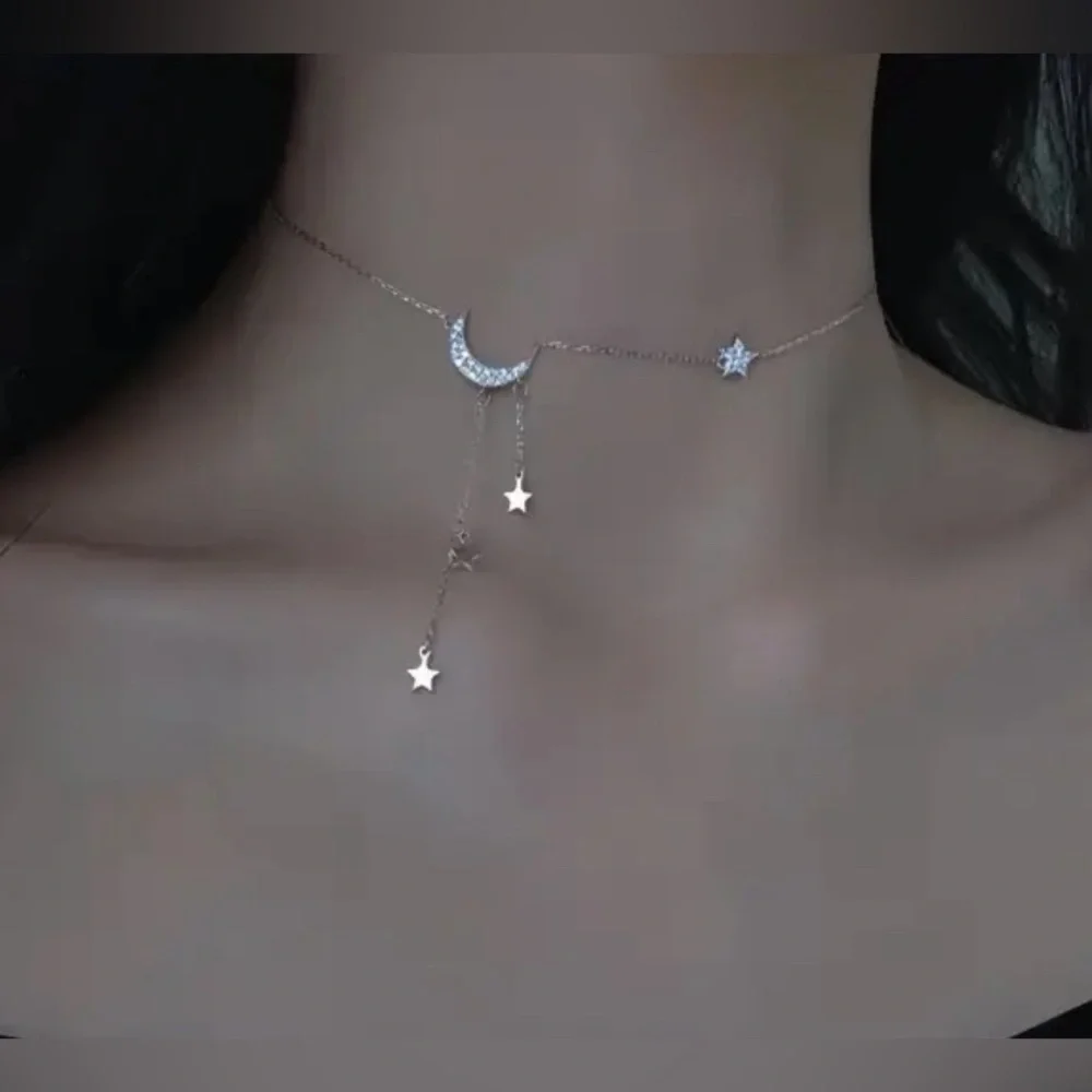 "Lunar Dreams: Starfall Charm Necklace" - Picture 2 of 4